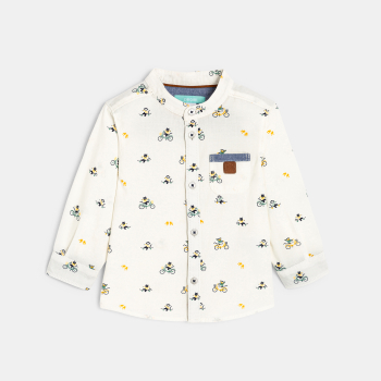 قميص قطني فاخر باللون الأبيض للأولاد الصغار